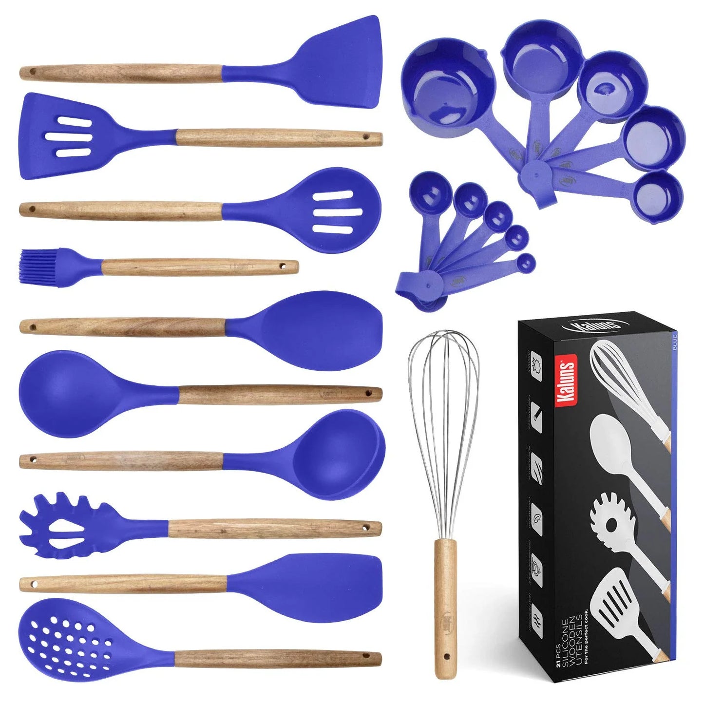 Kitchen Utensils Set, 21 Wood and Silicone Cooking Utensils