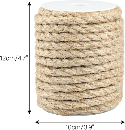 10Mm Jute Rope,50 Feet Natural Heavy Duty Jute Twine Rope,Strong Hemp Rope,Brown 3/8 Inch Thick Decorative Jute Rope for Crafts,Cat Scratching Post,Gardening,Bundling,Swing,Home Decorating