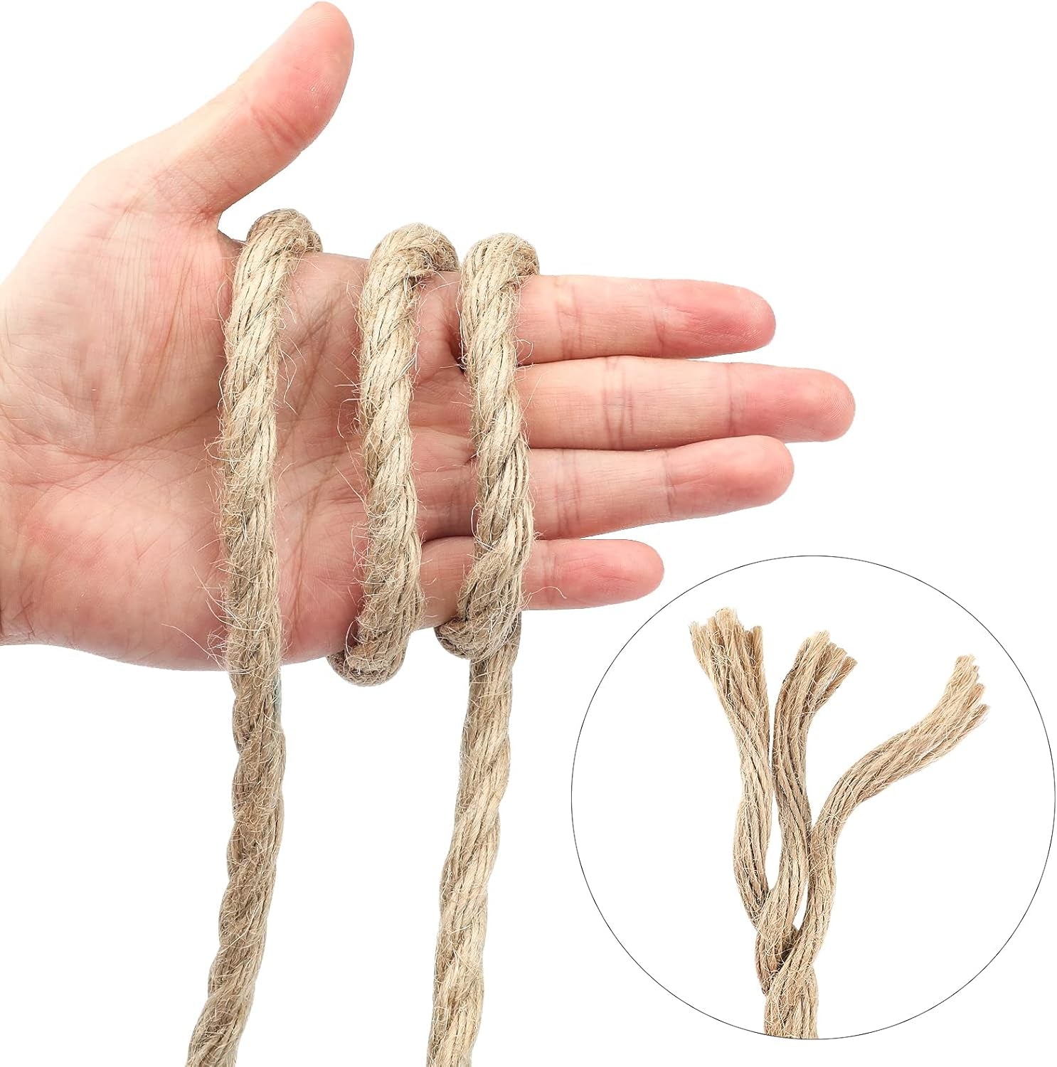 10Mm Jute Rope,50 Feet Natural Heavy Duty Jute Twine Rope,Strong Hemp Rope,Brown 3/8 Inch Thick Decorative Jute Rope for Crafts,Cat Scratching Post,Gardening,Bundling,Swing,Home Decorating