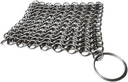 Cast Iron Scrubber 316 Stainless Steel Skillet Cleaner 3.9"X3.9" Chainmail Scrubber Chain Mail Scrub with Hanging Ring for Cast Iron Pre-Seasoned Pans, BBQ Grills Cookware Utensils Cleaning