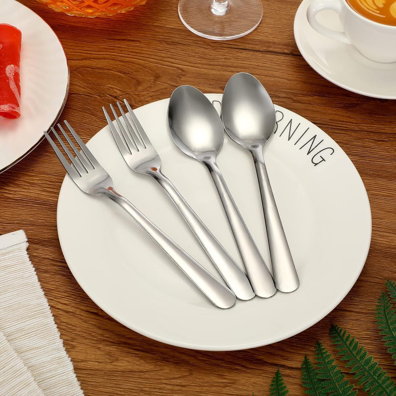 100 Pcs Forks and Spoons Silverware Set Bulk Stainless Steel Flatware Cutlery Fo