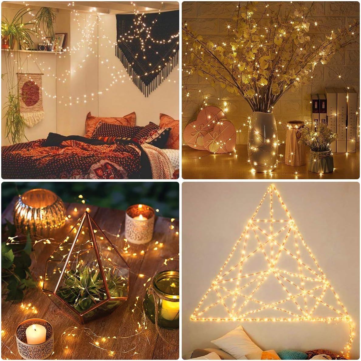 20 Pack 7.2Ft Fairy Lights Battery Operated String Lights, Mini LED Battery Powered Twinkle Leds, Waterproof Copper Wire Firefly Lights for Mason Jars, Warm White