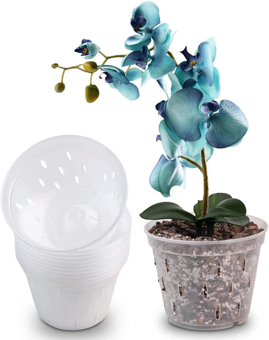 Orchid Pots with Holes Clear Orchid Pot Plastic Plant Pot Flower Pots Outdoor and Indoor Use 4.5 Inch 10Pack