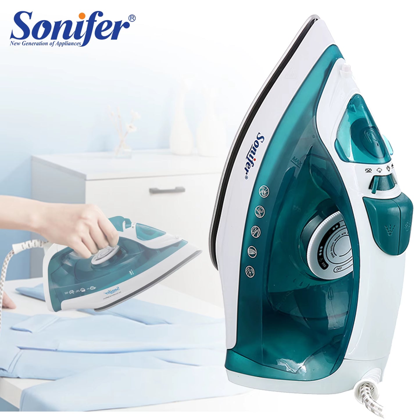 Electric Iron Portable Mini Garment Steamer Steam Iron for Clothing Iron Adjustable Ceramic Soleplate Iron for Ironing