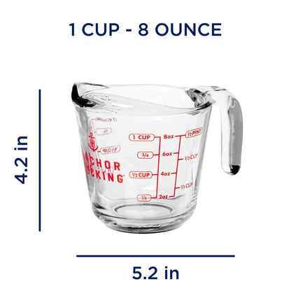 1-Cup Glass Measuring Cup with Easy-Grip Handle and Spout