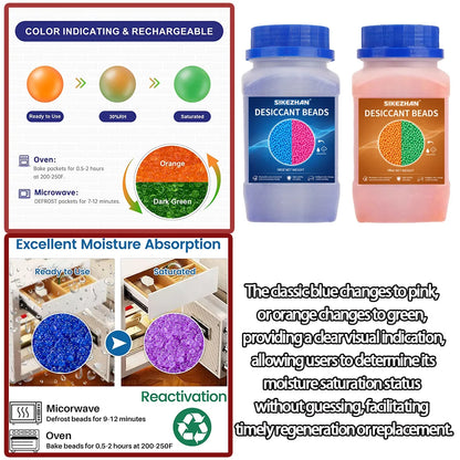 9OZ/18OZ Reusable Silica Gel Waterproof Beads Moisture Absorber Electronic Product Desiccant Moisture Absorber Dehumidifie