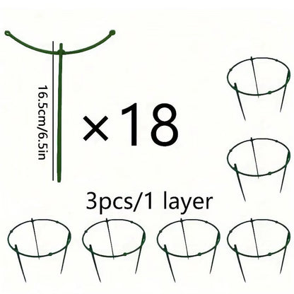 18 Pcs/Set 6 Layers Plant Support Plant Stakes round Plant Support Ring Plastic Plant Cage Holder Flower Pot Climbing Trellis