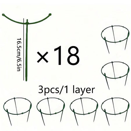 18 Pcs/Set 6 Layers Plant Support Plant Stakes round Plant Support Ring Plastic Plant Cage Holder Flower Pot Climbing Trellis