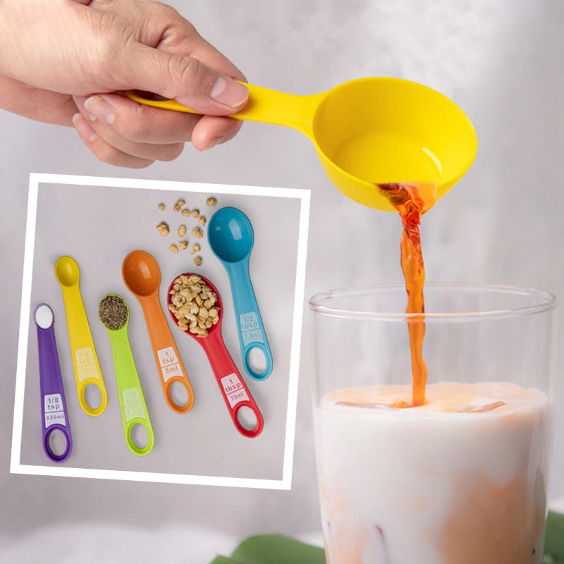 12Pcs Baking Tools Kitchen Measuring Spoon Set Plastic Measuring Cup with Scale Measuring Milk Coffee Spoon Kitchen Gadgets
