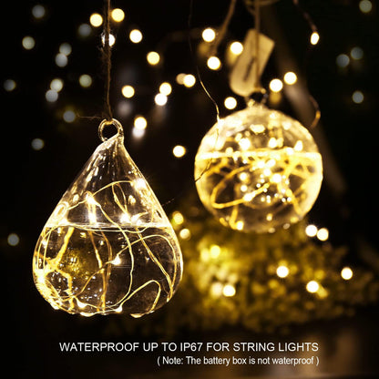 20 Pack 7.2Ft Fairy Lights Battery Operated String Lights, Mini LED Battery Powered Twinkle Leds, Waterproof Copper Wire Firefly Lights for Mason Jars, Warm White