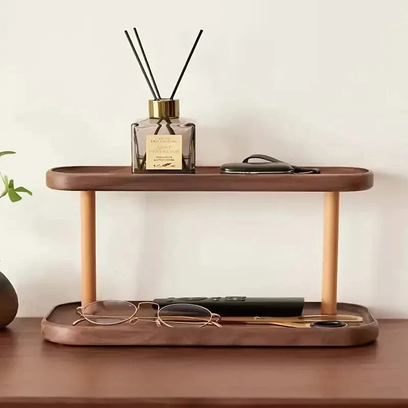 1 Wooden Storage Rack 2 Layers of Desktop Display Rack Desktop Dressing Table Cosmetic Storage Rack Desktop Storage Rack