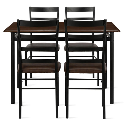 5-Piece Wood & Metal Dining Room Set, Seats 4, Canyon Walnut & Black