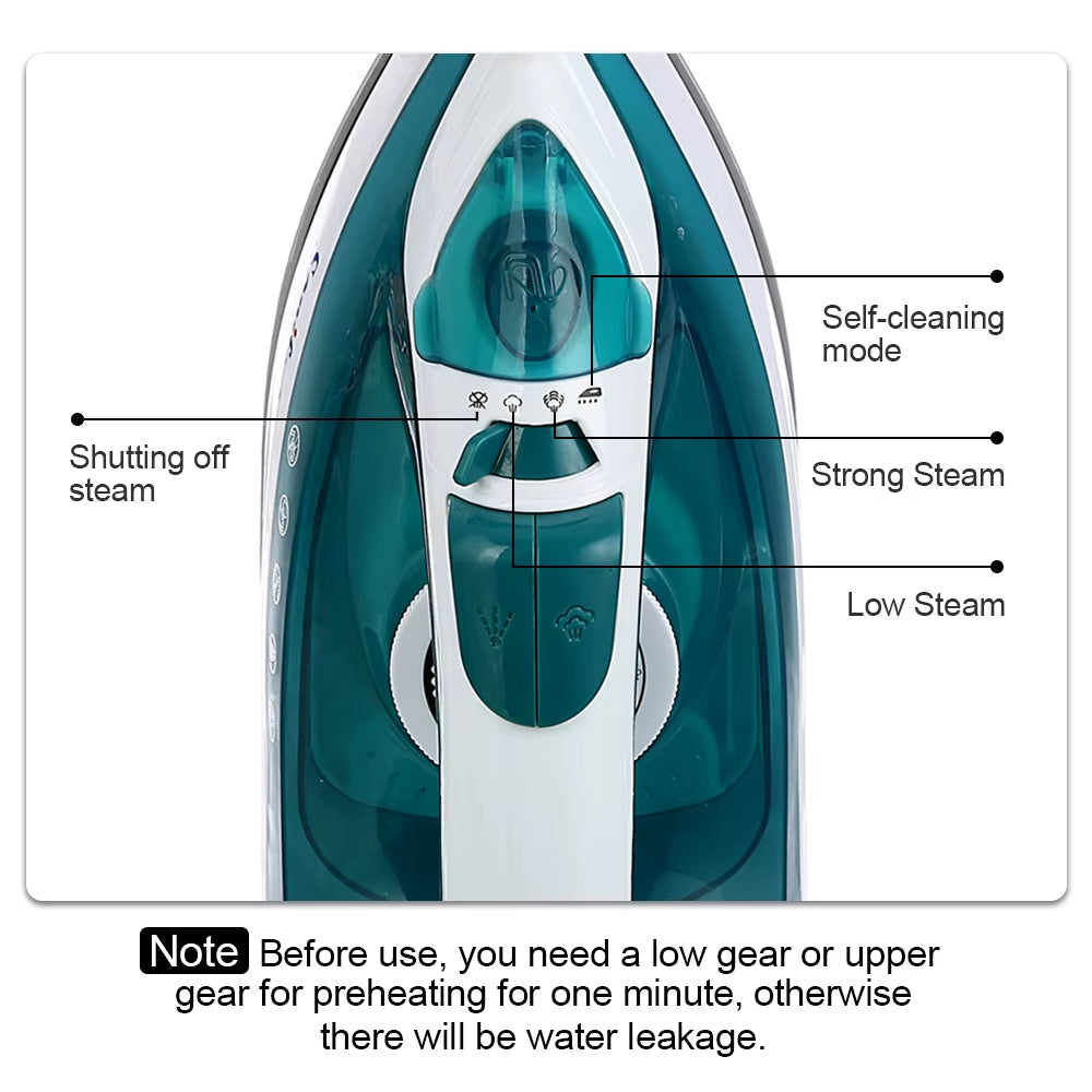 Electric Iron Portable Mini Garment Steamer Steam Iron for Clothing Iron Adjustable Ceramic Soleplate Iron for Ironing