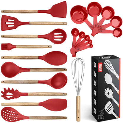 Kitchen Utensils Set, 21 Wood and Silicone Cooking Utensils