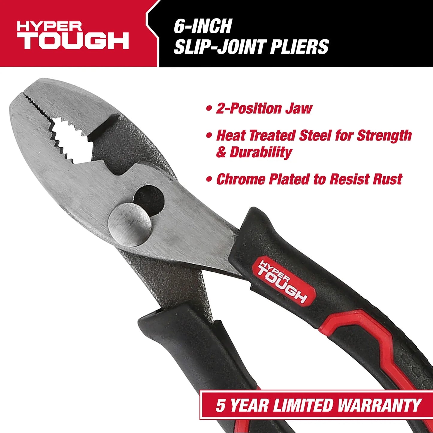 6-Inch Slip Joint Pliers with Ergonomic Soft Grip Handles