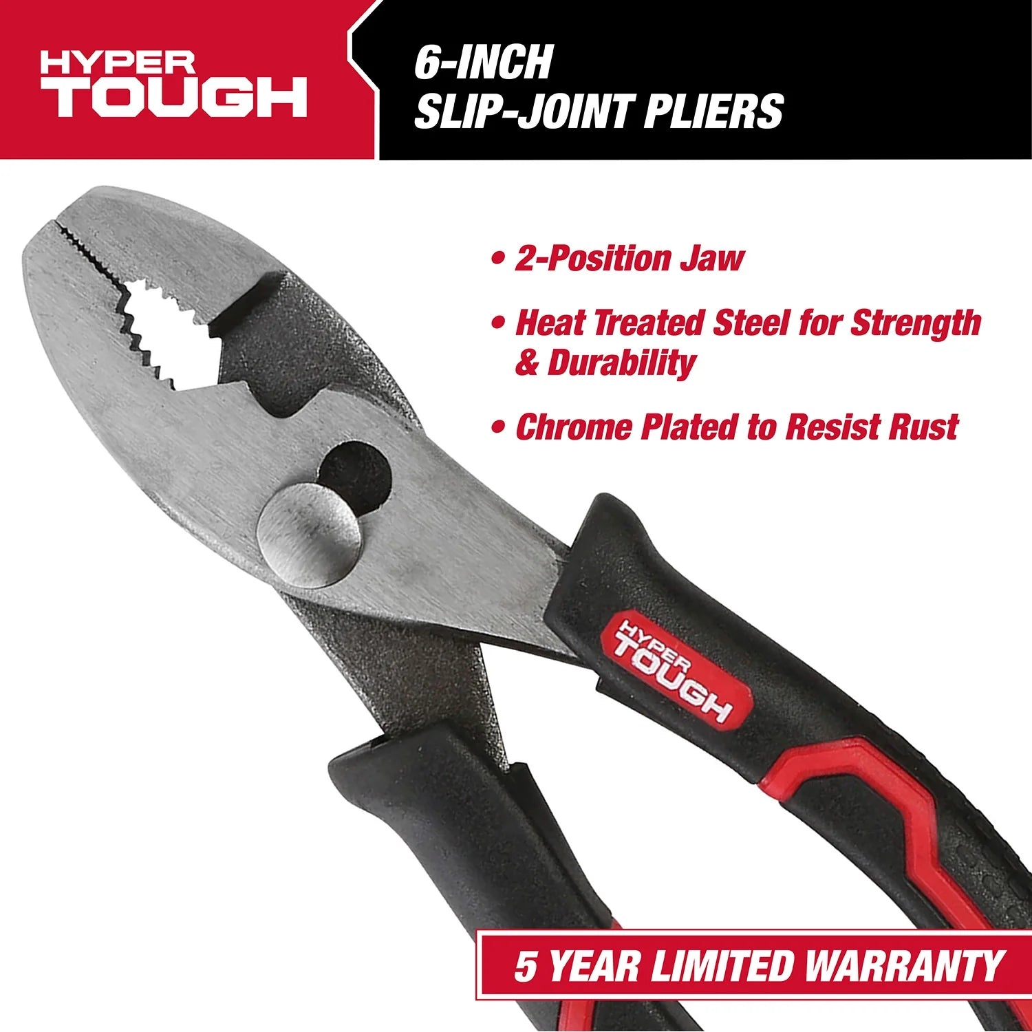 6-Inch Slip Joint Pliers with Ergonomic Soft Grip Handles