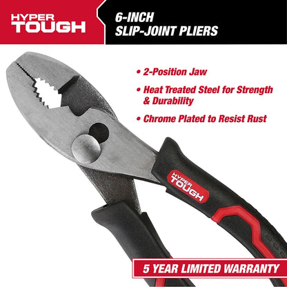 6-Inch Slip Joint Pliers with Ergonomic Soft Grip Handles