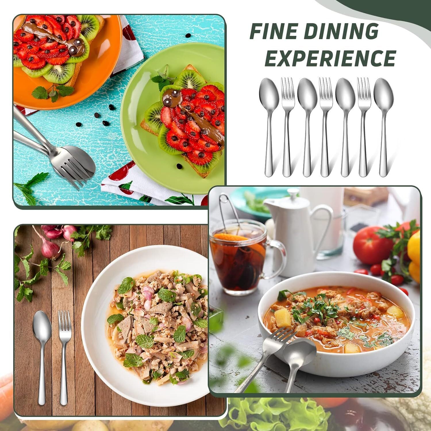 100 Pcs Forks and Spoons Silverware Set Bulk Stainless Steel Flatware Cutlery Fo