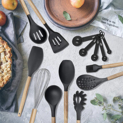 Kitchen Utensils Set, 21 Wood and Silicone Cooking Utensils