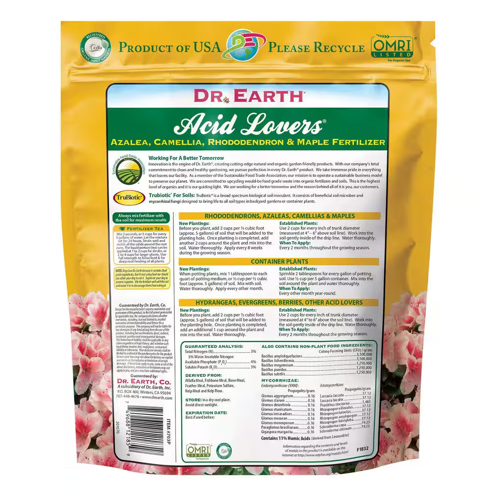 4 Lbs. Organic Acid Lovers Azalea Camellia Rhododendron and Maple Fertilizer Dry Fertilizer